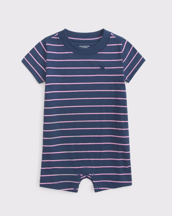 baby icon romper, Nautical Blue Stripe view 1