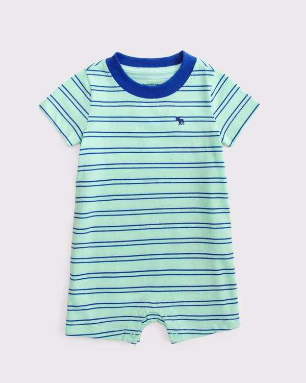 baby icon romper, Aqua Stripe view 1