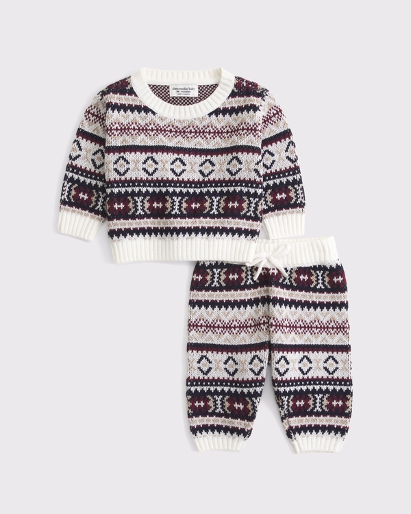 baby fair isle sweater set, Navy Pattern view 1