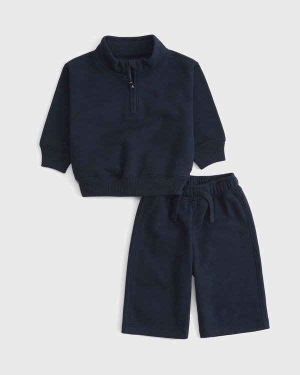 baby essential icon quarter-zip set, Deep Blue view 1