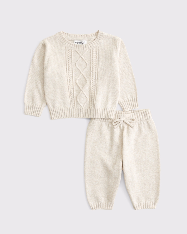 baby sweater set, Oatmeal view 1