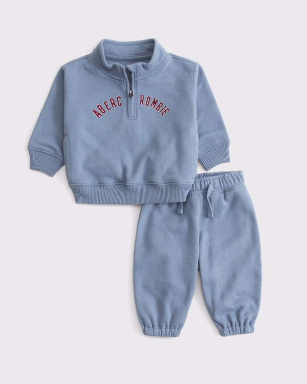 baby logo quarter-zip set, Slate Blue view 1