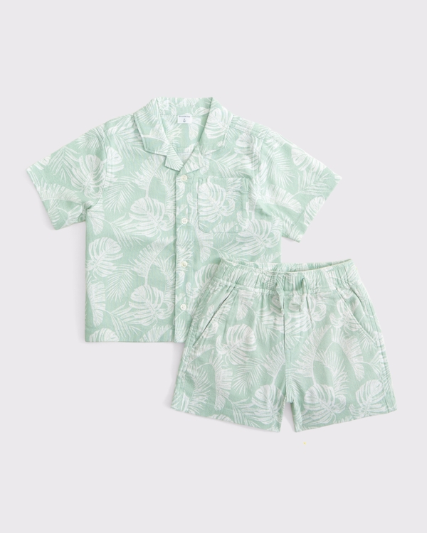 toddler short-sleeve shirt & shorts set, Light Green Pattern view 1