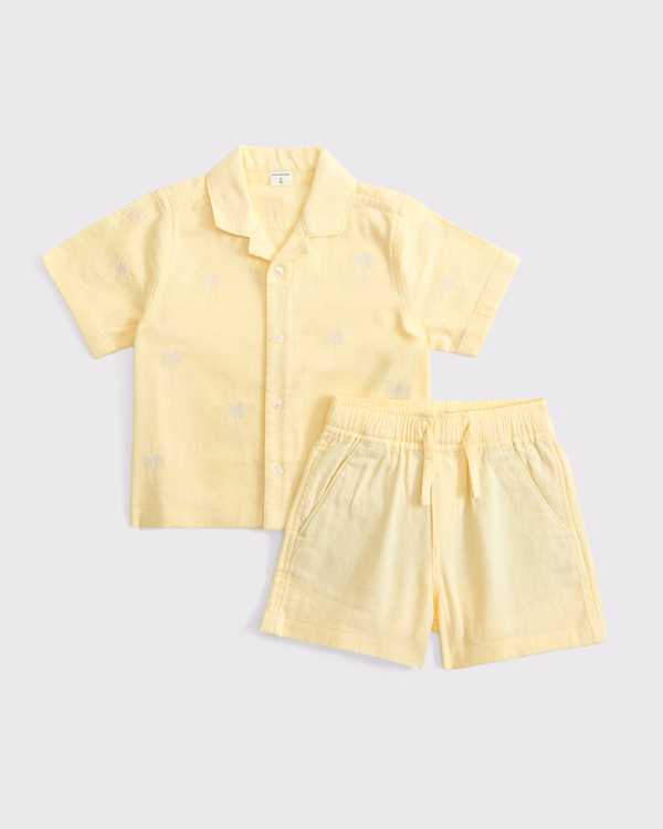 toddler short-sleeve shirt & shorts set, Creamy Yellow view 1