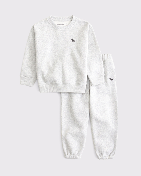 toddler essential icon crew sweatshirt set, Light Gray view 1