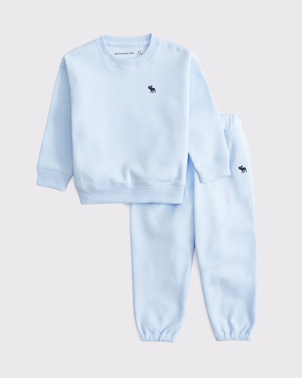 toddler essential icon crew sweatshirt set, Pale Blue view 1