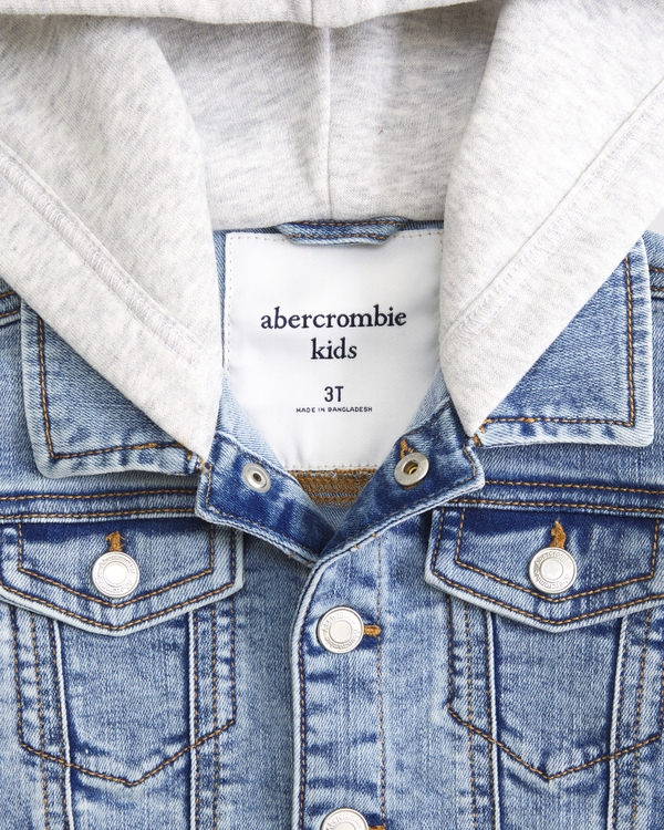 toddler hooded denim jacket, Light Wash view 2