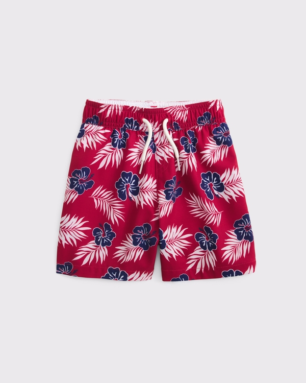 toddler swim trunks, Red Pattern view 2