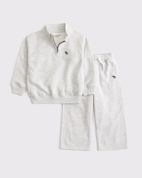 toddler essential icon quarter-zip set, Light Gray view 1