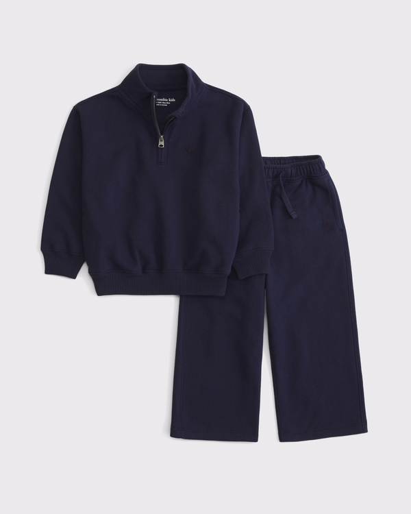 toddler essential icon quarter-zip set, Deep Blue view 1