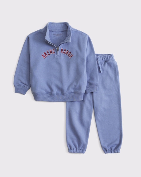 toddler logo quarter-zip set, Slate Blue view 2