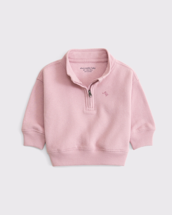 baby quarter zip sweatshirt, Pinky Mauve view 1