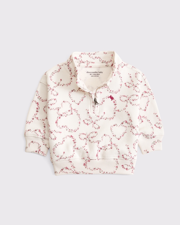 baby quarter zip sweatshirt, Cream Pattern view 1
