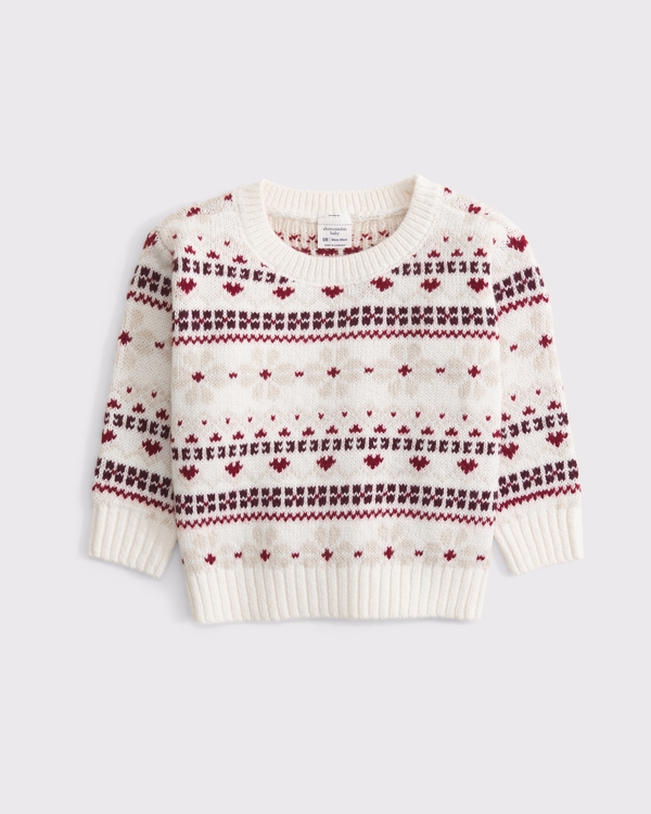 baby crew sweater, Cream Pattern view 1