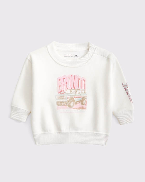 baby bronco graphic crew sweatshirt, Cream view 1