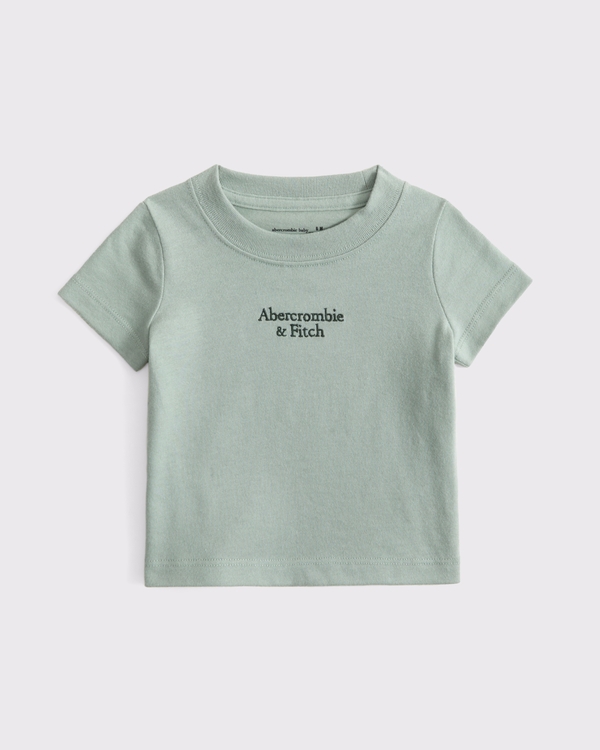 baby essential logo crew tee, Sea Gray view 1