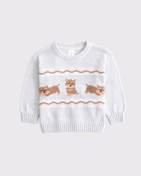 baby puppy graphic crew sweater