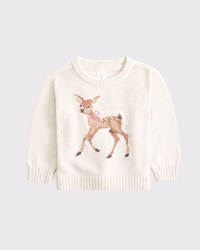 baby deer graphic crew sweater