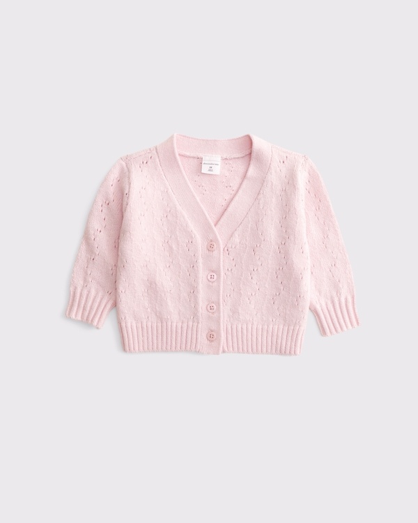 baby pointelle stitch cardigan, Ballet Pink view 1