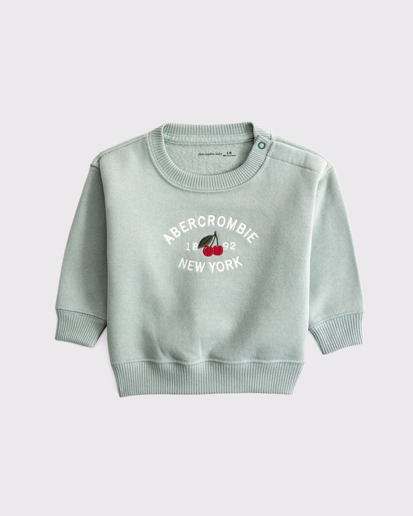 baby graphic logo crew sweatshirt, Sea Gray view 1