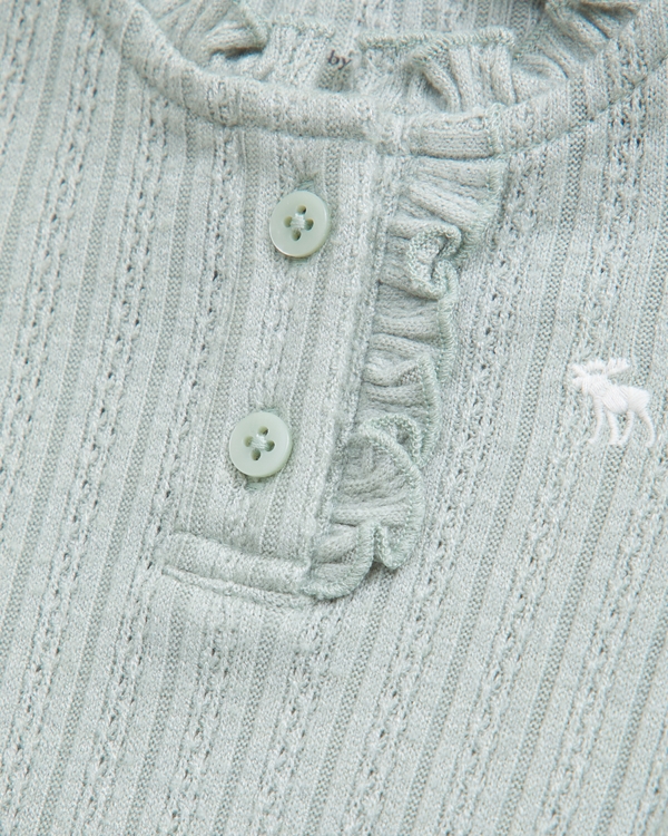 baby long-sleeve henley icon bodysuit, Sea Gray view 2