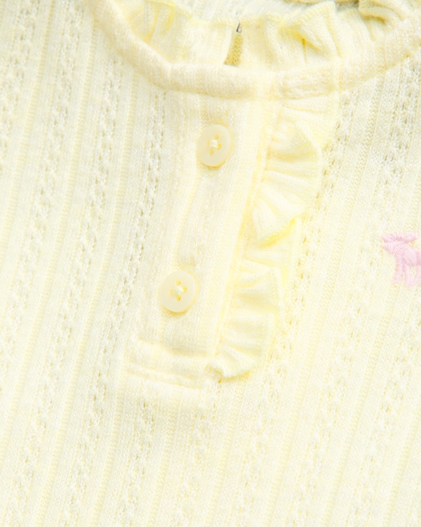 baby long-sleeve henley icon bodysuit, Light Yellow view 2