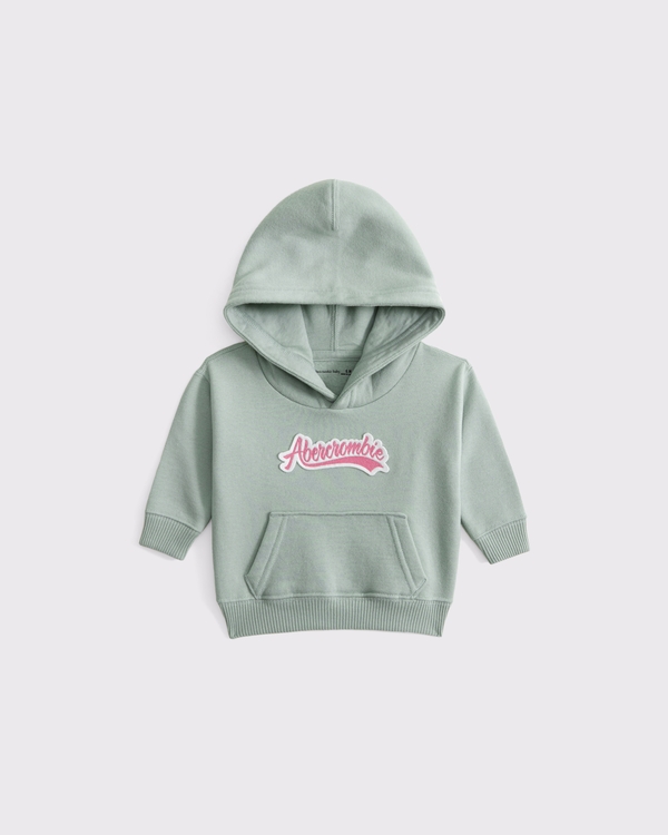 baby logo popover hoodie, Sea Gray view 1