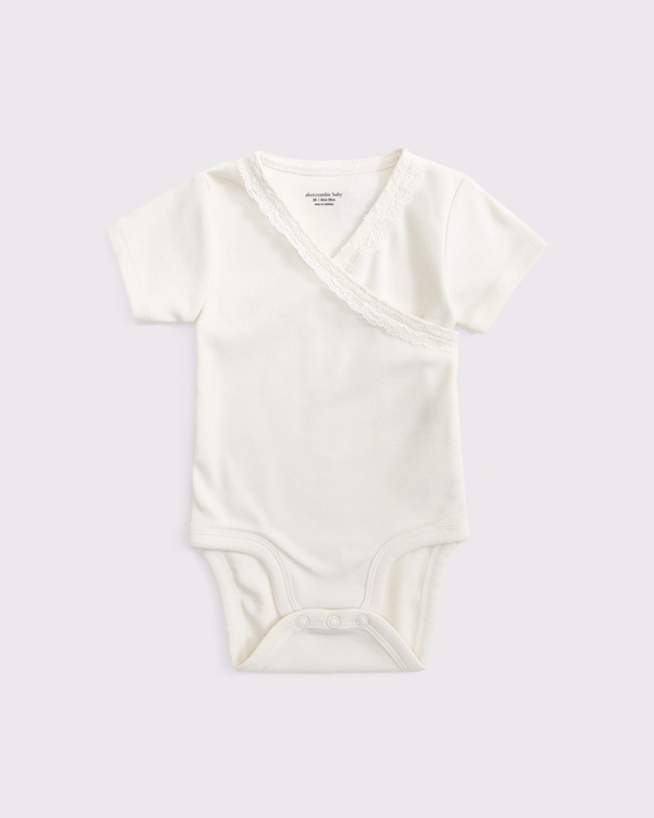 baby lace wrap bodysuit, Cream view 1