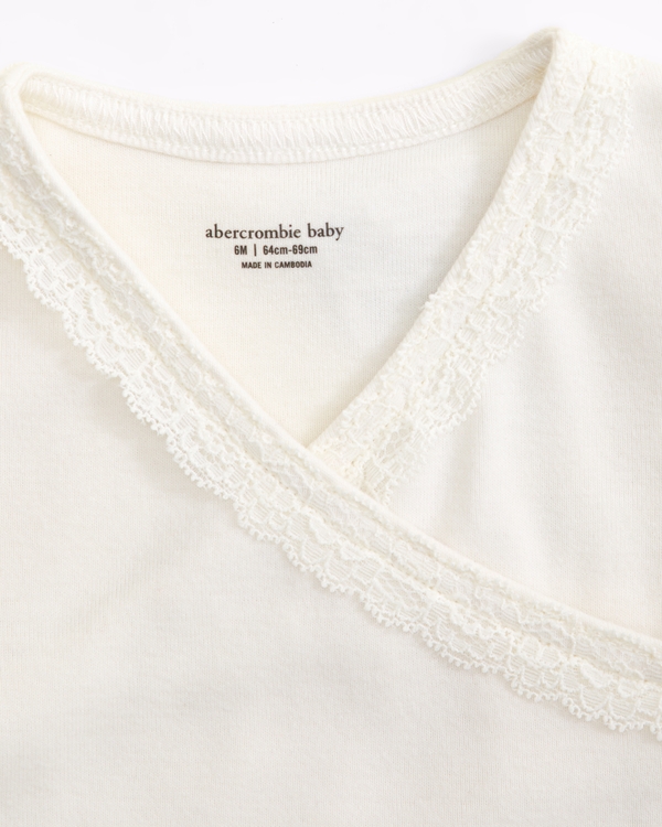baby lace wrap bodysuit, Cream view 2