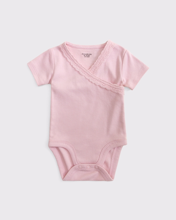 baby lace wrap bodysuit, Baby Pink view 1