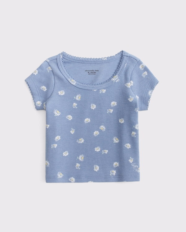 baby lace-trim tee, Blue Pattern view 1