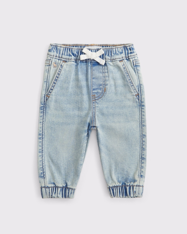 baby denim joggers, Light Wash view 1