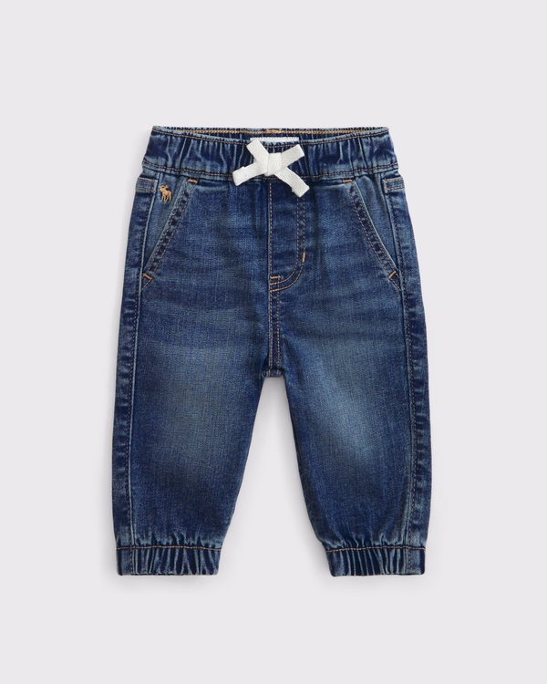 baby denim joggers, Medium Wash view 1