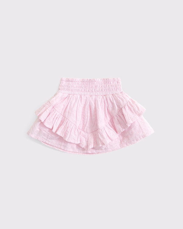 baby smocked waistband ruffle eyelet skort, Ballet Pink view 1