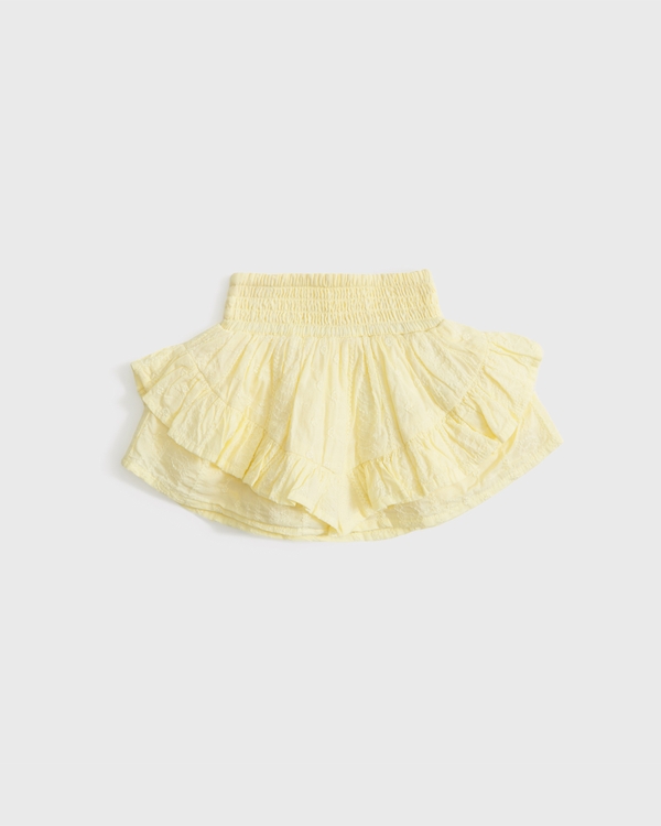 baby smocked waistband ruffle eyelet skort, Yellow view 1