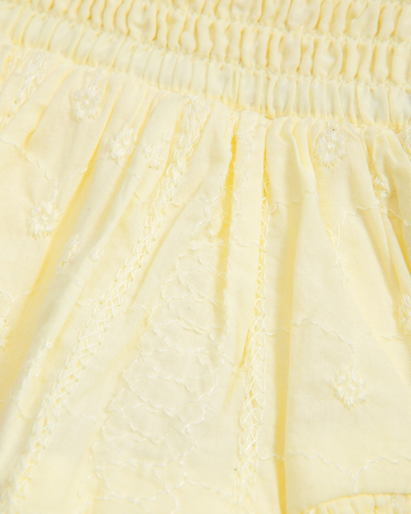 baby smocked waistband ruffle eyelet skort, Yellow view 2