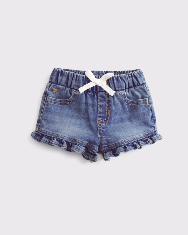 baby embroidered ruffle denim shorts, Light Wash view 2