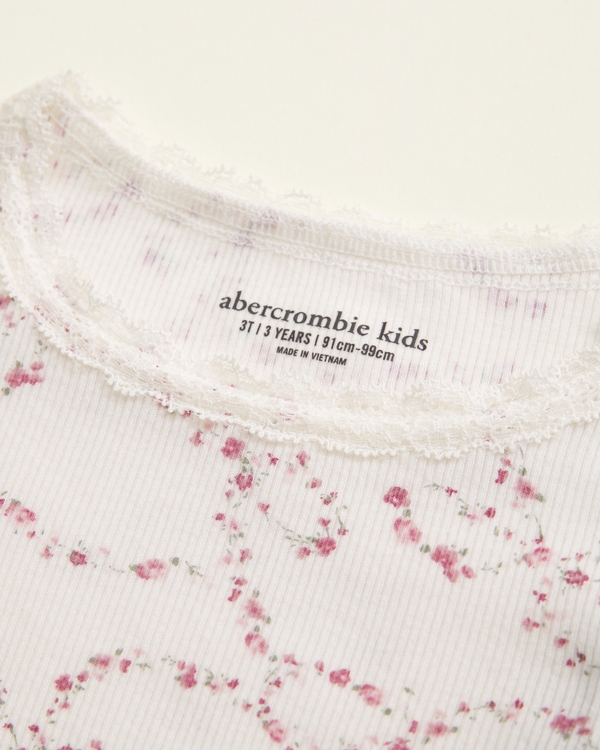 toddler lace-trim long-sleeve tee, Cream Pattern view 2