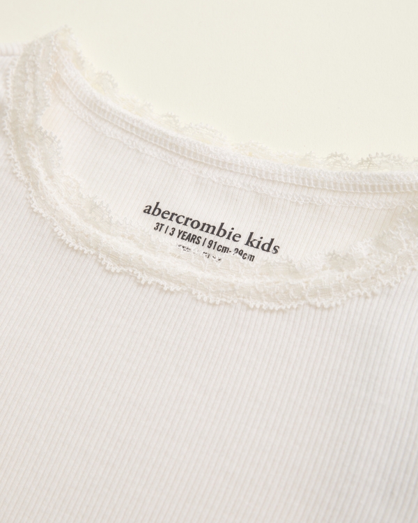 toddler lace-trim long-sleeve tee, Cream view 2