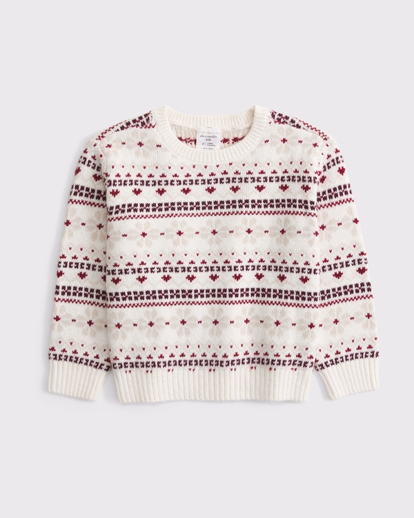 toddler crew sweater, Cream Pattern view 1