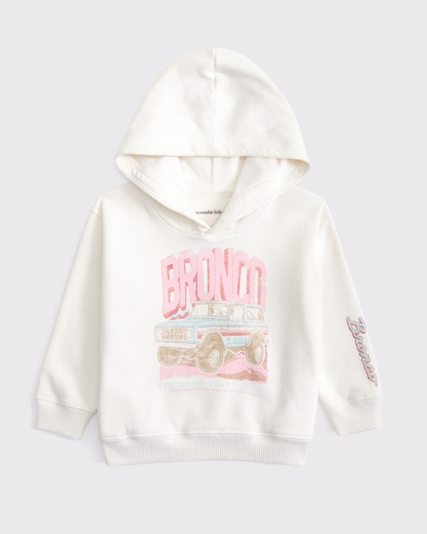toddler bronco graphic popover hoodie, Cream view 1