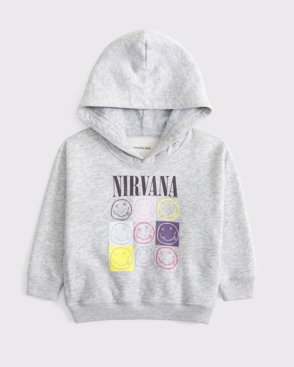 toddler nirvana graphic popover hoodie, Light Gray view 1