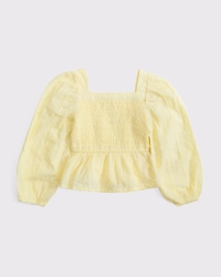 toddler long-sleeve smocked peplum top