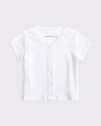 toddler lace-trim button-through top
