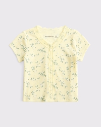 toddler lace-trim button-through top