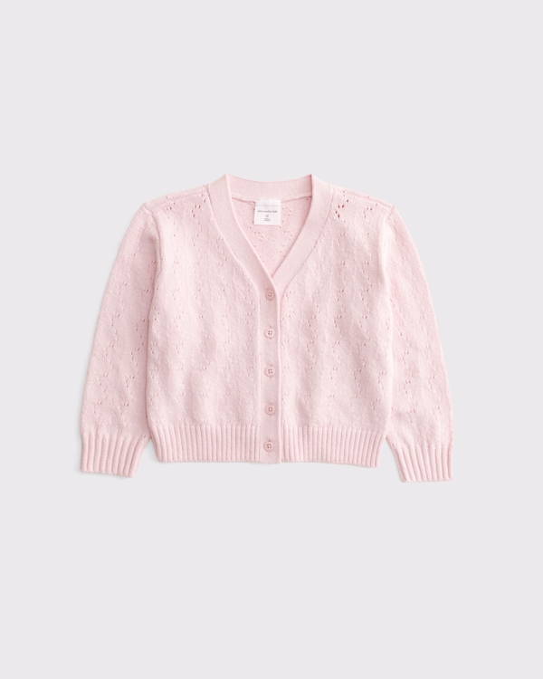 toddler pointelle stitch cardigan, Ballet Pink view 1