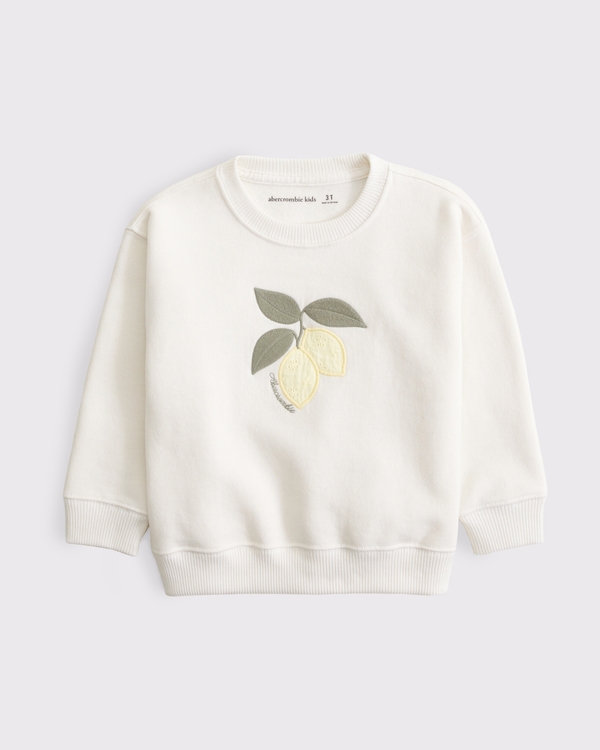 toddler graphic logo crew sweatshirt, Cream view 1