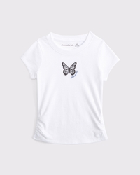 toddler side ruched graphic logo tee