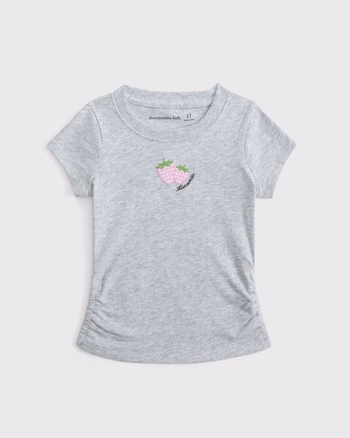toddler side ruched graphic logo tee