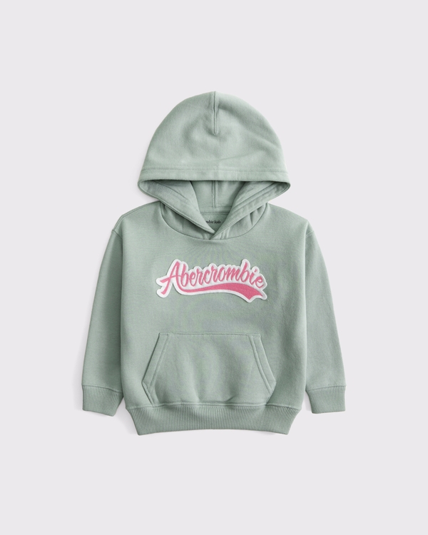 toddler logo popover hoodie, Sea Gray view 1